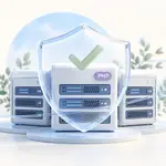 An illustration showing a shield and check mark for PHP server protection, representing completion of vulnerability response.