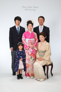 成人式前撮り 濃いピンク 蝶柄