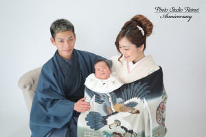 お宮参り　撮影　家族